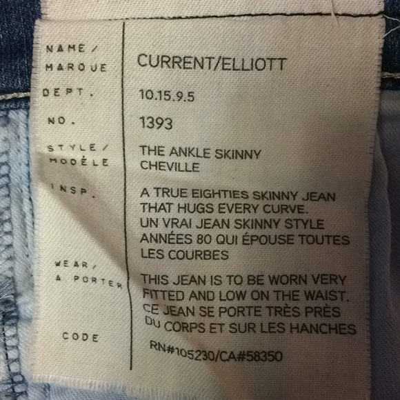 Current Elliot Cheville Ankle Skinny Jeans Size 26 - Picture 5 of 8